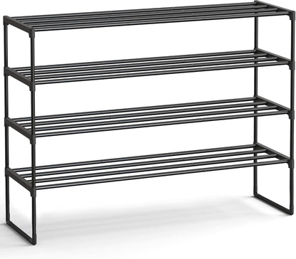 SONGMICS Shoe Rack, 6-Tier Shoe Organizer, Metal Storage Shelf, Upright or Upside Down, for 24-30 Pairs, Stackable, for Entryway, 11.8 x 36.2 x 42.7 Inches, Black ULSA306BH01