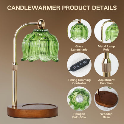 Fragrance Candle Warmer Lamp with 2 Bulbs Electric Candle Warmer with Timer & Dimmer for Home Decor