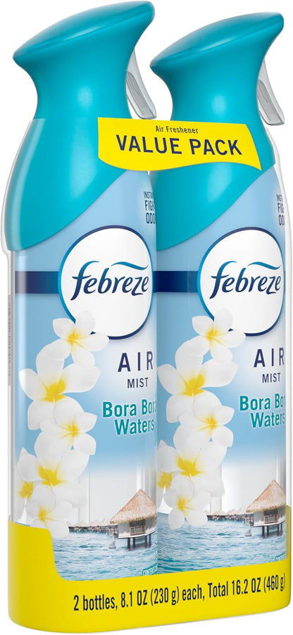 Febreze Air Mist, Air Freshener Spray, Odor Fighting Room Spray, Deodorizer for Home Bathroom Kitchen Office Apartment Dorm Room Classroom, Linen & Sky Scent, 8.1oz (Pack of 2)