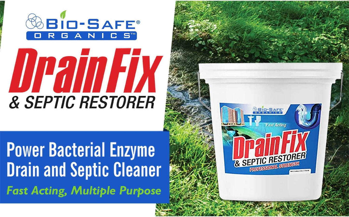 DrainFix & Septic Restorer – 32 oz Enzyme Septic Tank Treatment & Drainfield Restoration – Organic Drain Cleaner for Sewer Lines, RV & Home Plumbing – Safe for Pipes & Septic Systems