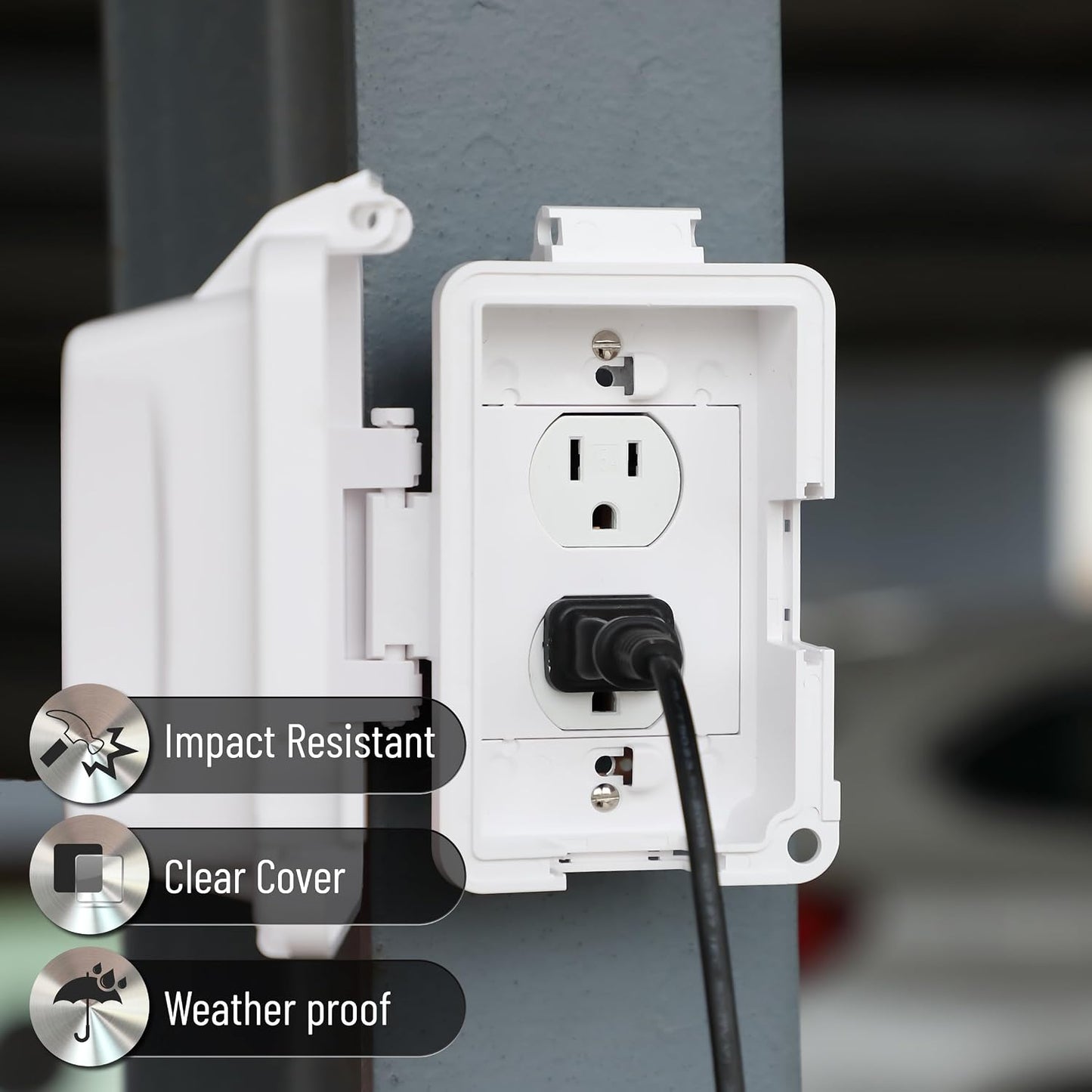 Bates- Weatherproof Electrical Outlet Cover, 1-Gang Outdoor Plug Cover | For Protection Against Rain Dust & Outdoor Use