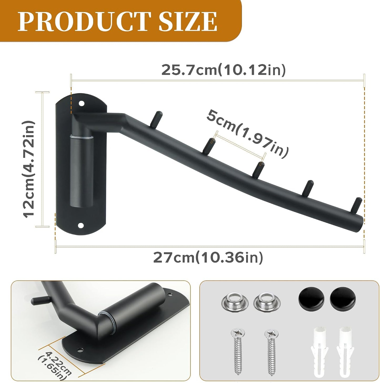 Alise Swing Clothes Hanger Rack,Black Garment Racks Wall Mounted(2P) | Clothes Bar-Hanger Hooks Heavy Duty Swivel Drying Rack Clothing Hanging System Closet Storage Organizer