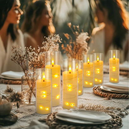YOROXRG Set of 24 Waterproof Outdoor Flameless Candles, LED Candles with 4 Remote and Timer,(H 4" 5" 6" x D 2.2"),for Christmas,Halloween,Wedding,Festival