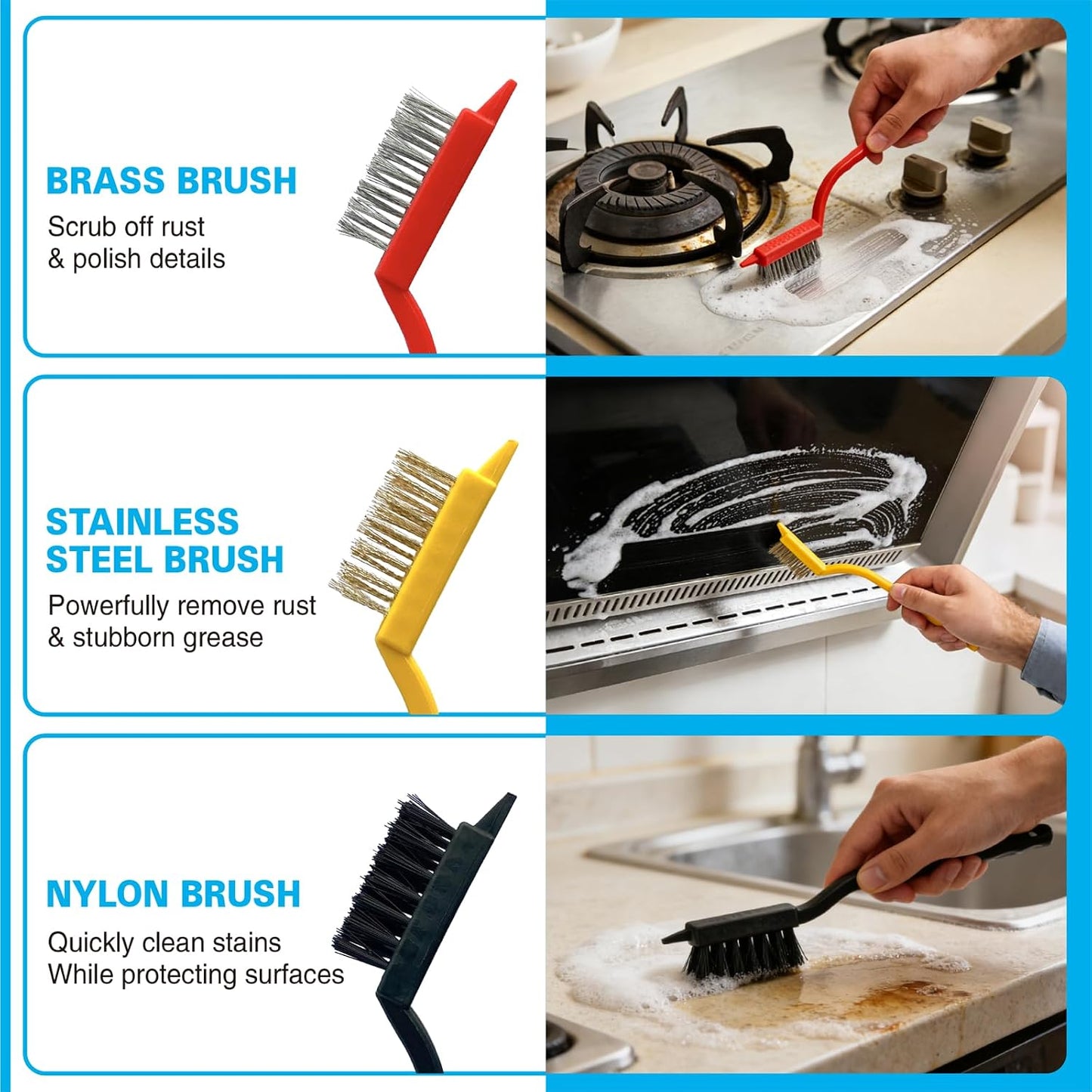 Crevice Cleaning Brush Set, Hard Bristle Small Scrub Brushes, Deep Cleaning Supplies for Kitchen, Bathroom, Grout, Bottle, Corners & Tight Spaces, 8Pcs