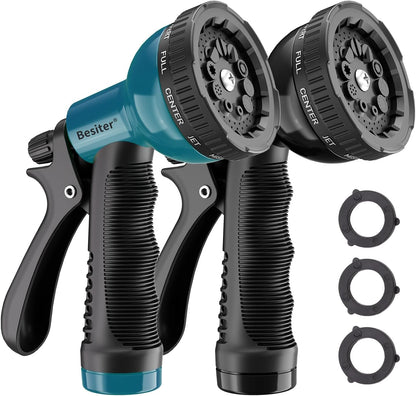 Besiter Garden Hose Nozzle Sprayer: 2 Pack 10 Watering Patterns Spray Nozzles Heavy Duty Hose Head Hose Attachment