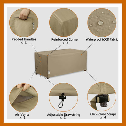 Patio Deck Box Cover, 63x30 Inch Fire Pit Covers with Straps and Handles, Waterproof Heavy Duty Outdoor Furniture Winter Cover for Keter, Suncast, Lifetime Container