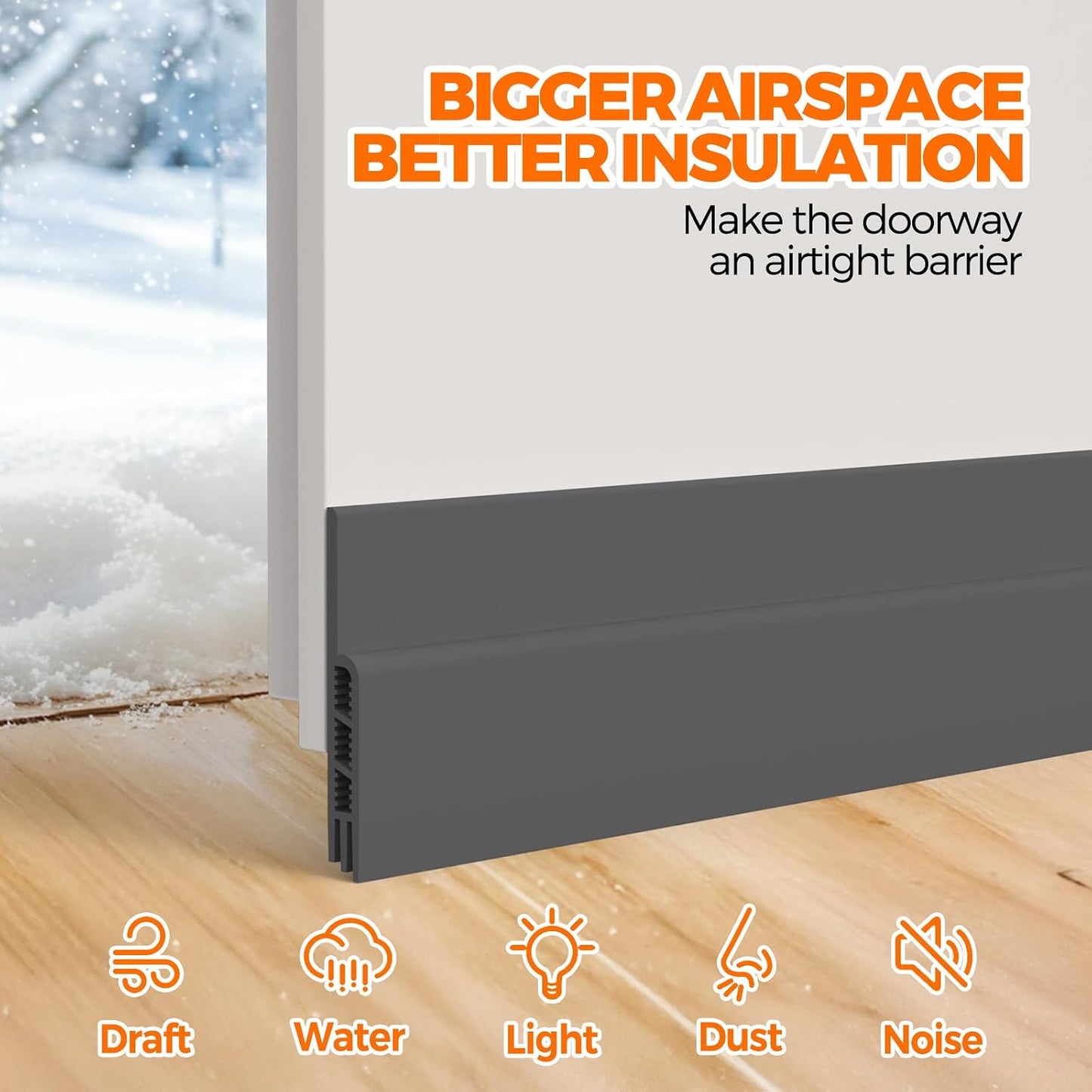 Holikme Door Draft Stopper Under Door Draft Blocker Insulator Doors Sweep Weather Stripping Noise Stopper Sheets, Rolls & Strips Strong Adhesive, White