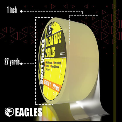 EAGLES Hockey Tape Multipurpose Cloth Tape Roll for Lacrosse Baseball & Softball Bats, Rackets, Pullup Bars, Gardening Tools, Sports Gift Perfect for Wrist, Ankle, Foot, Knee and Hand Taping (Clear)