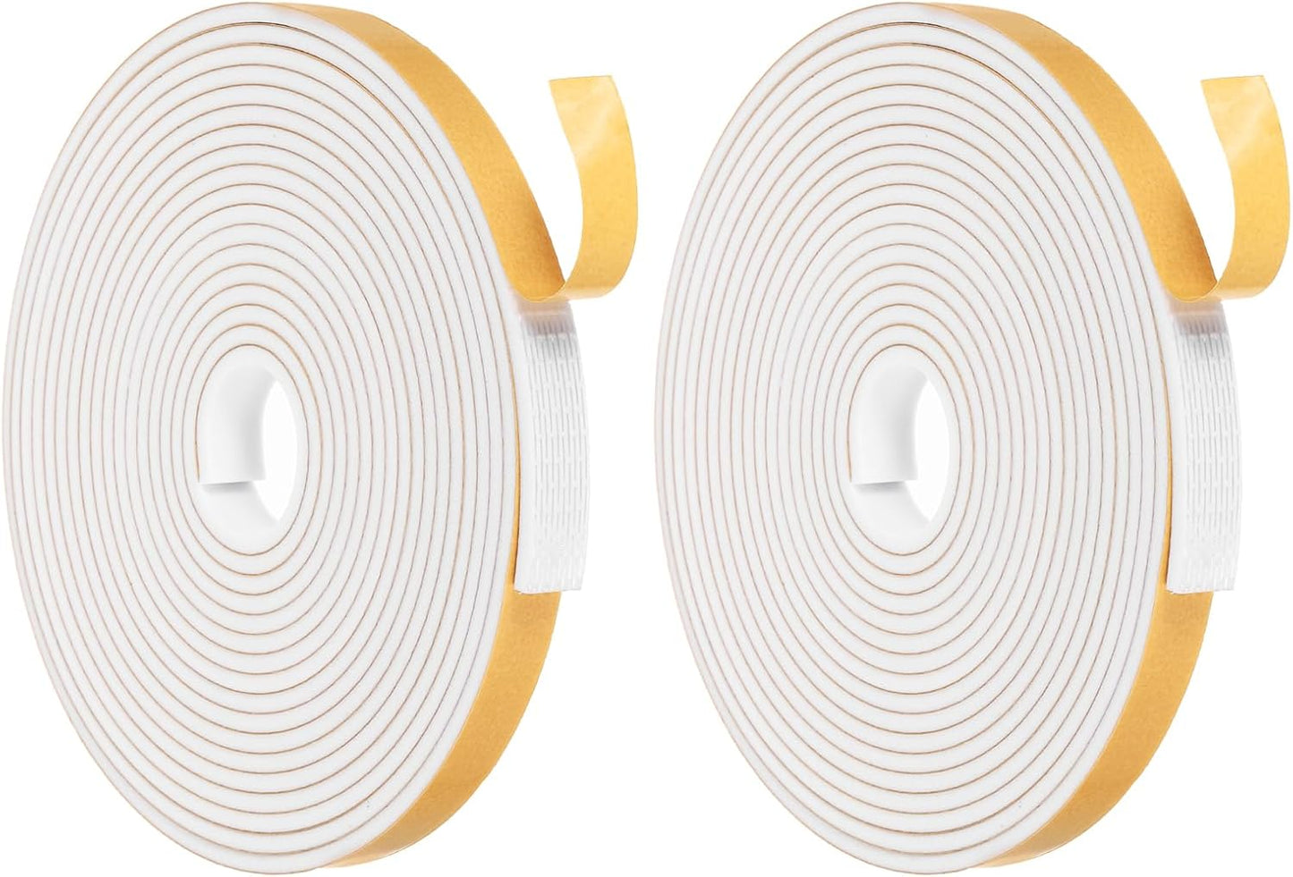 MECCANIXITY Weather Door Seal Strip Tape, Door Insulation Stripping Single Side Strong Self Adhesive Foam Tape Gap Filler for Door, Window, 1/4 Inch x 1/16 Inch x 32 Feet White 2 Pack