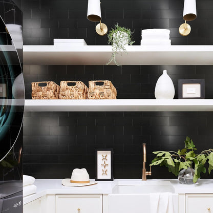 Vamos Tile 100-Piece Glossy Dolomite White Peel and Stick Backsplash Tile,3''x6'' PVC Subway Tile with White Grout, Stick on Backsplash for Kitchen/Bathroom/Fireplace