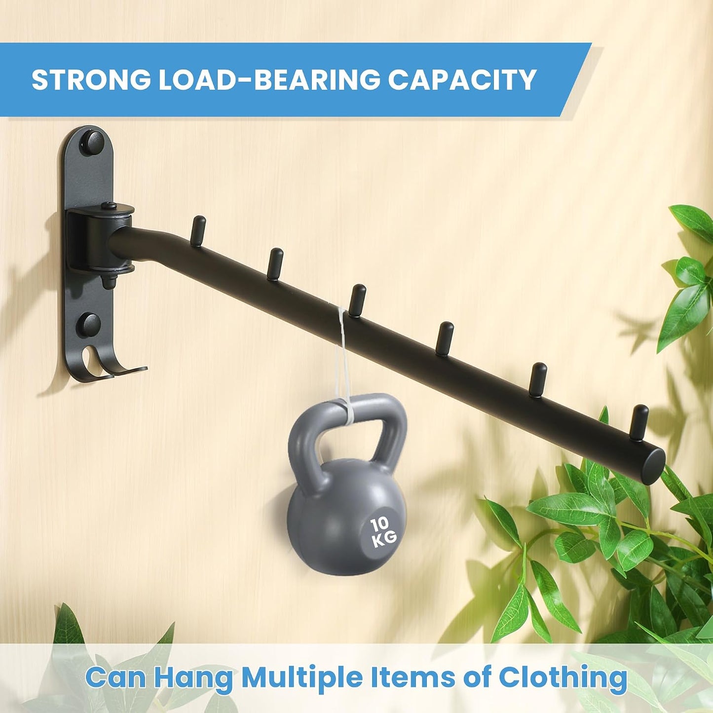 Mooche Swing Clothes Hanger Rack, Garment Racks Folding Clothes Bar Wall Mounted, 180°Rotation Laundry Drying Rack 304 Stainless Steel Space Saving for Laundry Room Bedroom Balcony, 9.45" Long
