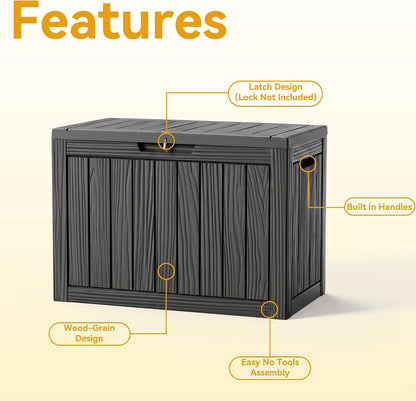50 Gallon Outdoor & Indoor Deck Storage Box, Waterproof Lockable Patio Storage Container for Gardening Tools, Picnic Supplies, Easy to Assemble, Black