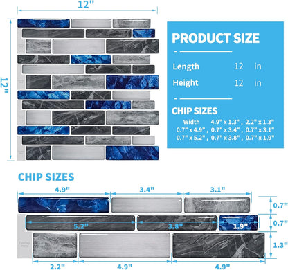 Art3d 10-Sheet Premium Stick On Kitchen Backsplash Tiles, 12"x12" Peel and Stick Self Adhesive Wall Tiles, White Marble Design