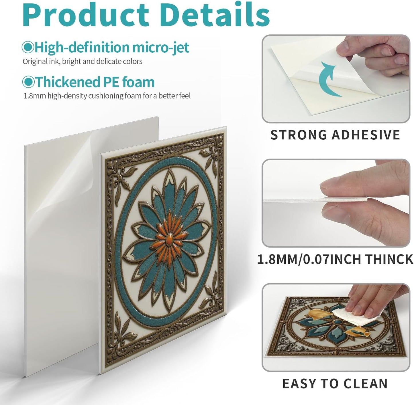 Peel and Stick Backsplash Tile Sticker for Kitchen and Bathroom Walls - 24 Removable 5.9"x5.9" Tiles, Waterproof