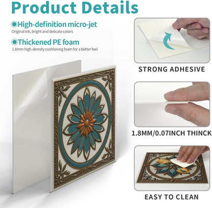 Peel and Stick Backsplash Tile Sticker for Kitchen and Bathroom Walls - 24 Removable 5.9"x5.9" Tiles, Waterproof