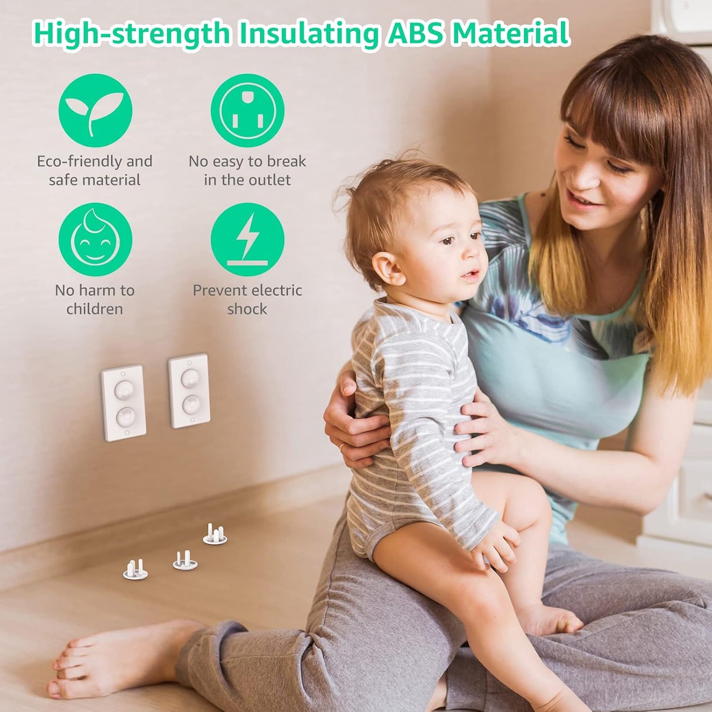 Mom's Choice Gold Awards Winner - Outlet Covers with Hidden Pull Handle Baby Proofing Plug Covers (45 Pack) 3-Prong Child Safety Socket Covers Electrical Outlet Protectors Kid Proof Outlet Cap