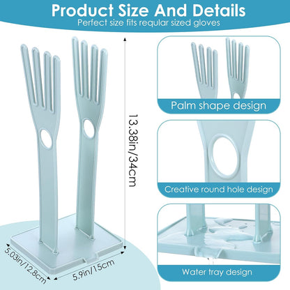 Kitchen Gloves Holder Mitten Dryer Reusable Rubber Glove Clothes Drying Rack Plastic Washing Sink Holder Stand Towel Hanger for Dish Gloves Rags Sponge Food Bag Organizer Blue