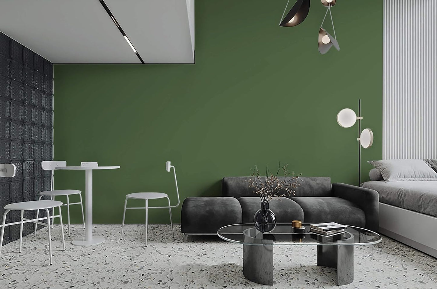 Dimoon 118''x17.7'' Green Peel and Stick Wallpaper Contact Paper Modern Self Adhesive Wall Paper Removable Renter Friendly Textured Solid Color Shelf Cabinet Vinyl Roll (118''x17.7'',Dark Green) - Colors A
