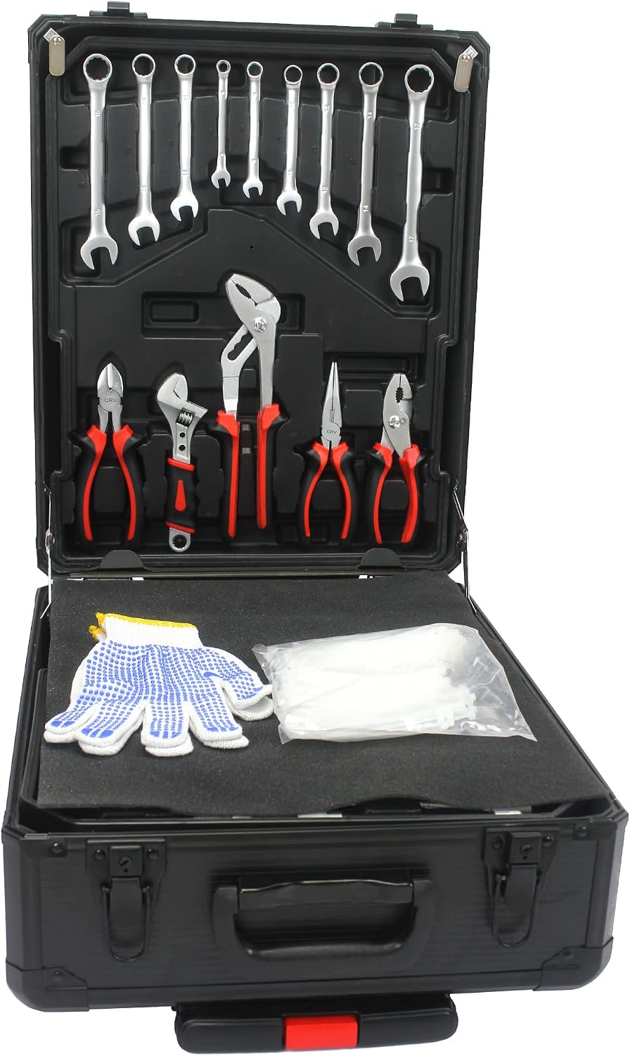 899pcs Home Repair Tool Set Kit for Men, Toolbox Storage Case with 4 Drawers, General Household Tool Kit with Rolling Tool Box, Tool Set Kit for Maintenance, Garden, Homeowner, Handyman,Silver Case