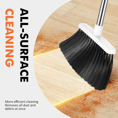Heavy Duty Broom, 55 Inch Long Handle Outdoor Large Angle Brooms, Commercial Broom for Sweeping Indoor, for Home Garage Kitchen Office Courtyard Lobby Patio Lawn Concrete，Black