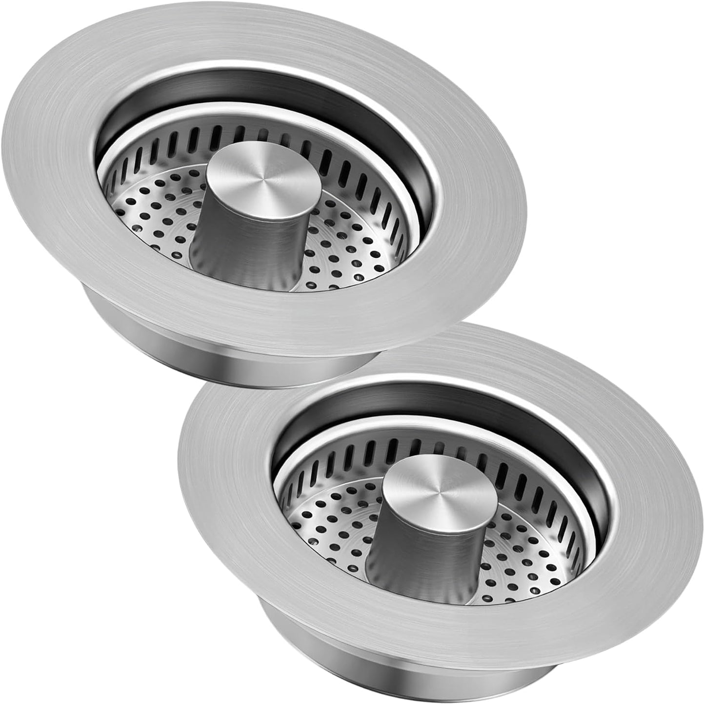 Kitchen Sink Drain Strainer for 3-1/2 Inch Drain Hole, 3-in-1 304 Stainless Steel Pop-Up Sink Strainer and Stopper with Anti-Clog Filter Basket & Food Catcher (Silver, 1 Pack)