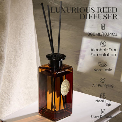 M&SENSE 6.3 oz Large Reed Diffuser Set | Lime+Basil Scent Oil Diffuser with Sticks | Hotel Collection Non-Toxic Home Fragrance |for Bedroom Bathroom Living Room - Colors A