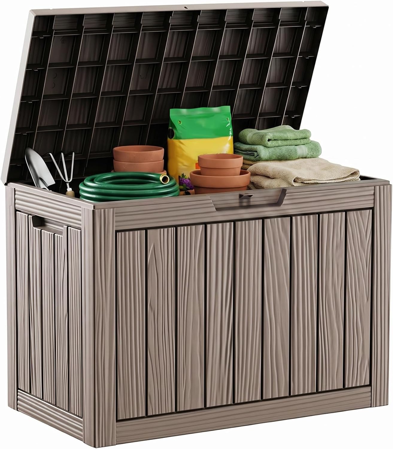 35 Gallon Waterproof Outdoor Storage Box,Deck Boxs for Outdoor and Indoor Use,Deck Storage Box for Picnic Supplies,Gardening Tools,Lockable and Easy to Install(Black)
