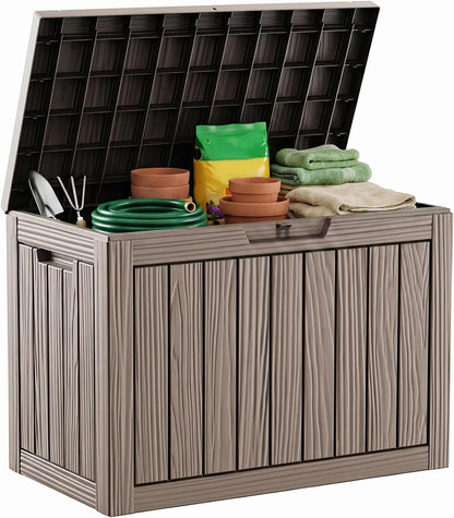 35 Gallon Waterproof Outdoor Storage Box,Deck Boxs for Outdoor and Indoor Use,Deck Storage Box for Picnic Supplies,Gardening Tools,Lockable and Easy to Install(Black)