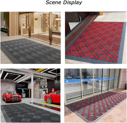 Boot Scraper Rug Mats,Heavy Duty Outdoor Waterproof Door Mats, Commercial Anti-Skid Splicing Cushion Mat, Nylon Brush Heavy Duty Door Mat for Pool Shopping(120x150cm)(Gray-a,75 * 90cm)