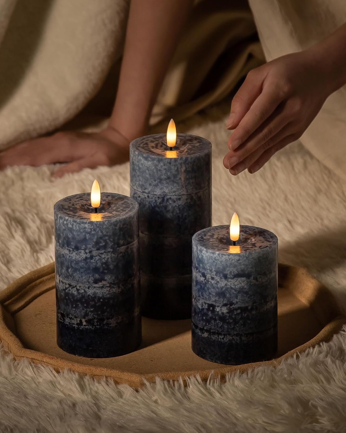 Stmarry White Flameless Candles with Remote and Timer, Real Wax Made LED Pillar Candles Battery Operated with 3D Flickering Flame - 3" x 4",5",6" - Set of 3
