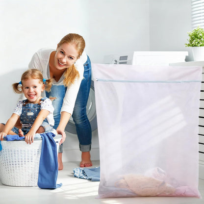 Mesh Laundry Bags for Delicates Large,35 x 43 in Garment Bag for Washing Machine,Laundry Bags for Travel Camp Blanket Sheet Cleaning Organizer Blue
