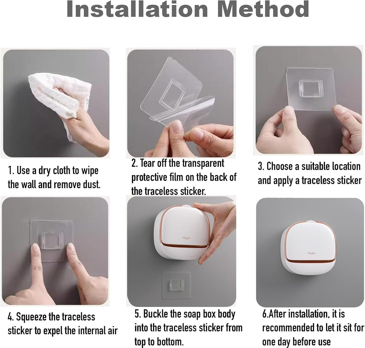 Soap Holder Dish Shower, Bar Soap Holder with Drainage, Self Draining Soap Holder, Wall Mounted Soap Box Tray Container for Bathroom, Bathtub Kitchen Sink (1PC White)