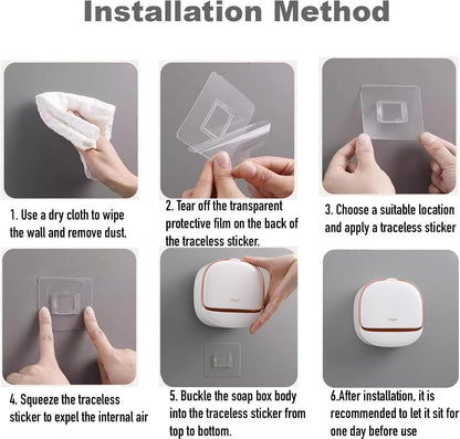 Soap Holder Dish Shower, Bar Soap Holder with Drainage, Self Draining Soap Holder, Wall Mounted Soap Box Tray Container for Bathroom, Bathtub Kitchen Sink (1PC White)