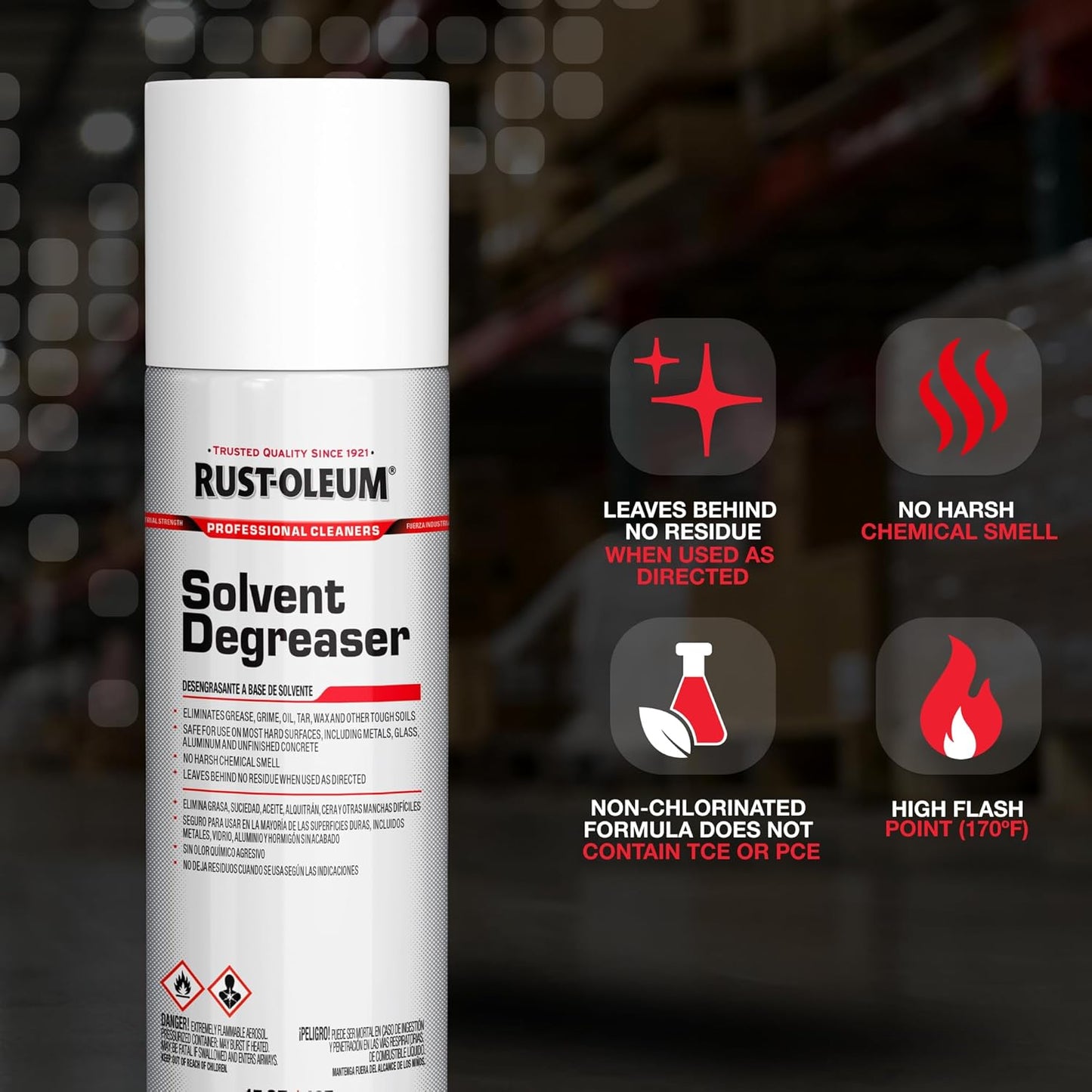 Rust-Oleum Professional Cleaners Solvent Degreaser | 15oz Aerosol | Professional Strength | Non-Chlorinated Formula