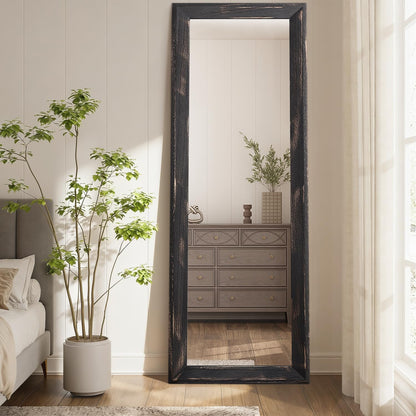 AAZZKANG Full Length Mirror Rectangle Wood Framed Large Wall Mirrors Black | 47"x16" Bedroom Living Room Bathroom Dressing Room Entryway Hanging Mirror