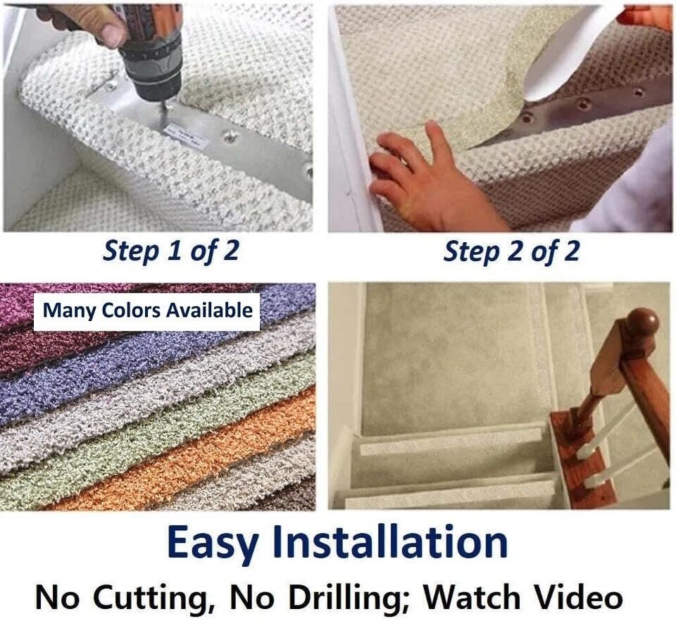 CarpetKrin, Non-Slip Nosing for Carpeted Stair, Carpet Grip Anti Slip Tread Protection; x5 Pcs (19x2 Inches; Beige-Gravel with SG3 Traction)
