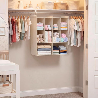Ofiray-home 6 Tier Hanging Closet Organizer, 16 Compartments Sweater Organizer for Closet with 3 Sturdy Hooks, Closet Organizers and Storage, Wardrobe, Rv, Garment Rack, Grey