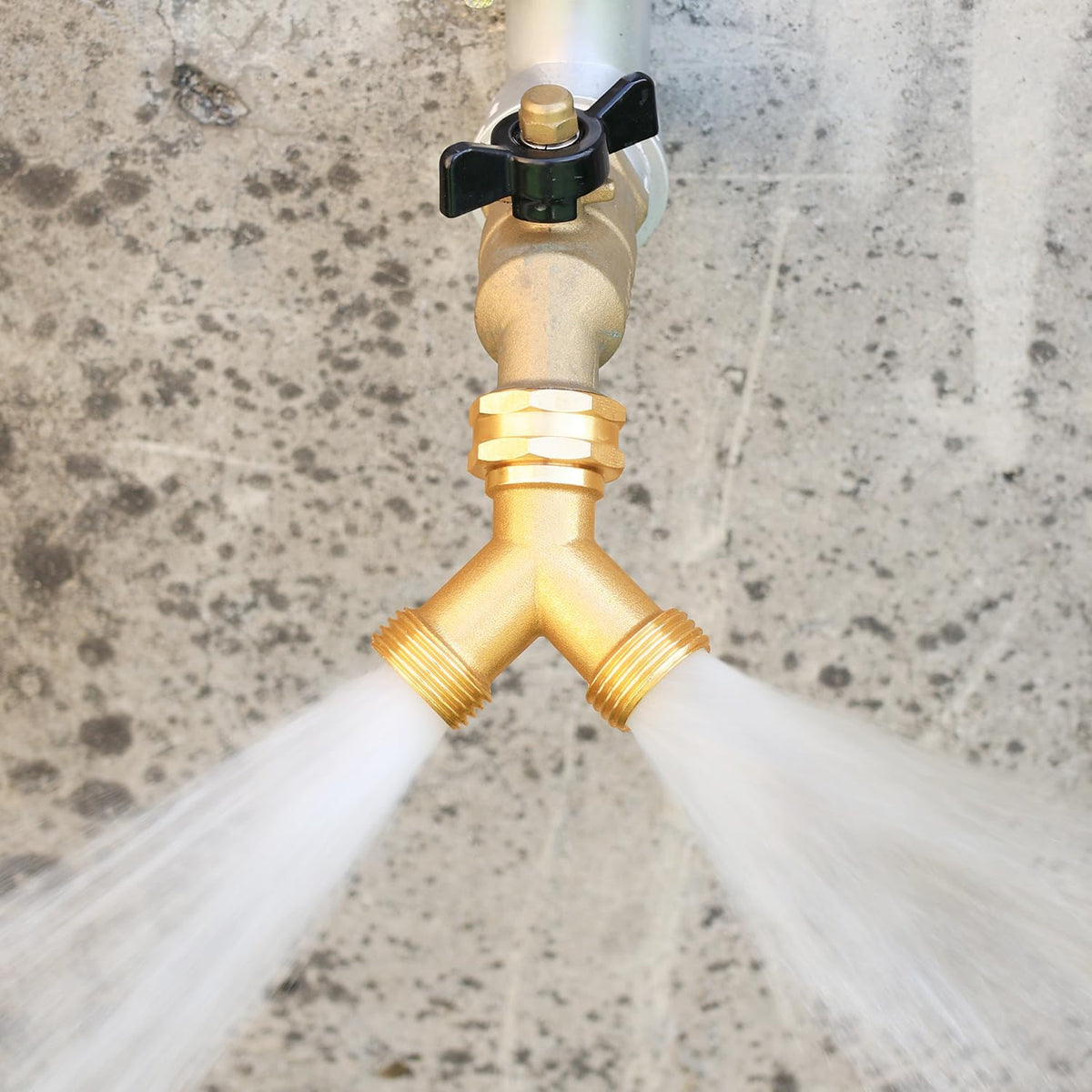 SIGURANTA Garden hose splitter, Brass Y-Type Unrestricted Flow Fitting, Garden Faucet splitter (2-way full flow)