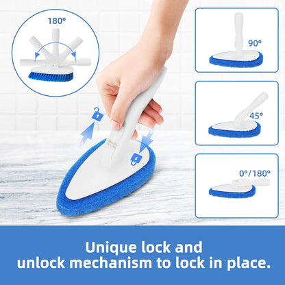 Qaestfy Shower Bathtub Tub and Tile Scrubber Brush with 51'' Adjustable Long Handle Cleaning Brushes Lock in Place Scrub Brush Head for Bathroom Wall Floor Scrubbing Model QAE008