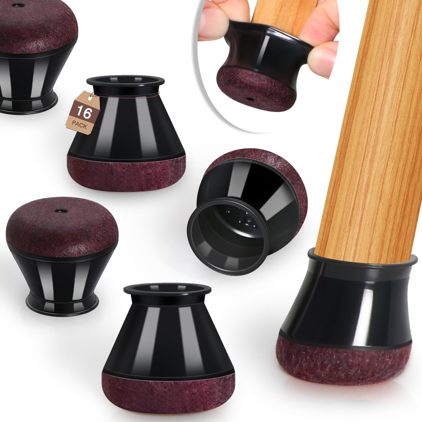 YOZON Chair Leg Floor Protectors Felt Furniture Pads Silicone Caps | Chair Leg Protectors for Hardwood Floors 32 Pack Anti-Scratch Reduce Noise Clear Round Medium Fit 3/4" to 1-3/16" (19-30mm)