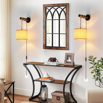 XSDeTu Rechargeable Battery Operated Wall Sconces Set of 2, Modern Battery Powered Wall Light with Wooden Arm & Remote Control, Adjustable 3 Colors Dimmable Wall Lamps for Bedroom, Living Room