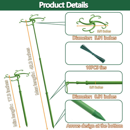 Plant Stakes,Telescoping Plant Support,3Pack 17.3 to 42.3IN Adjustable Monstera Plant Support,Garden Stakes with Clips,Sturdy Plant Sticks for Indoor Outdoor Plants,Orchid, Tomato,Vine,Monstera