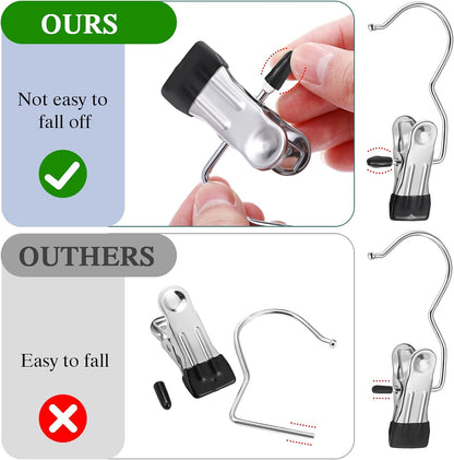 Yinder 150 Pcs Boot Hangers Clips Laundry Hooks Hanging Stainless Steel Clothes Pins Portable Clip Hangers for Closet Travel Socks Pants Handbags Hats Towels (Beige)