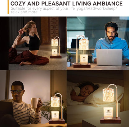 Candle Warmer Lamp with 3 Bulbs, Adjustable Height Dimmable Candle Warmer with Timer, Candle Lamp with Charming Gift Box Ribbon,Birthday Gifts for Women Mom, House Warming Gifts New Home Decor