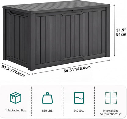 YITAHOME 31 Gallon Outdoor Storage Box | Resin Deck Box and Waterproof Package Delivery Box for Gardening Tools, Pool Supplies, Patio Furniture, Lockable, Taupe