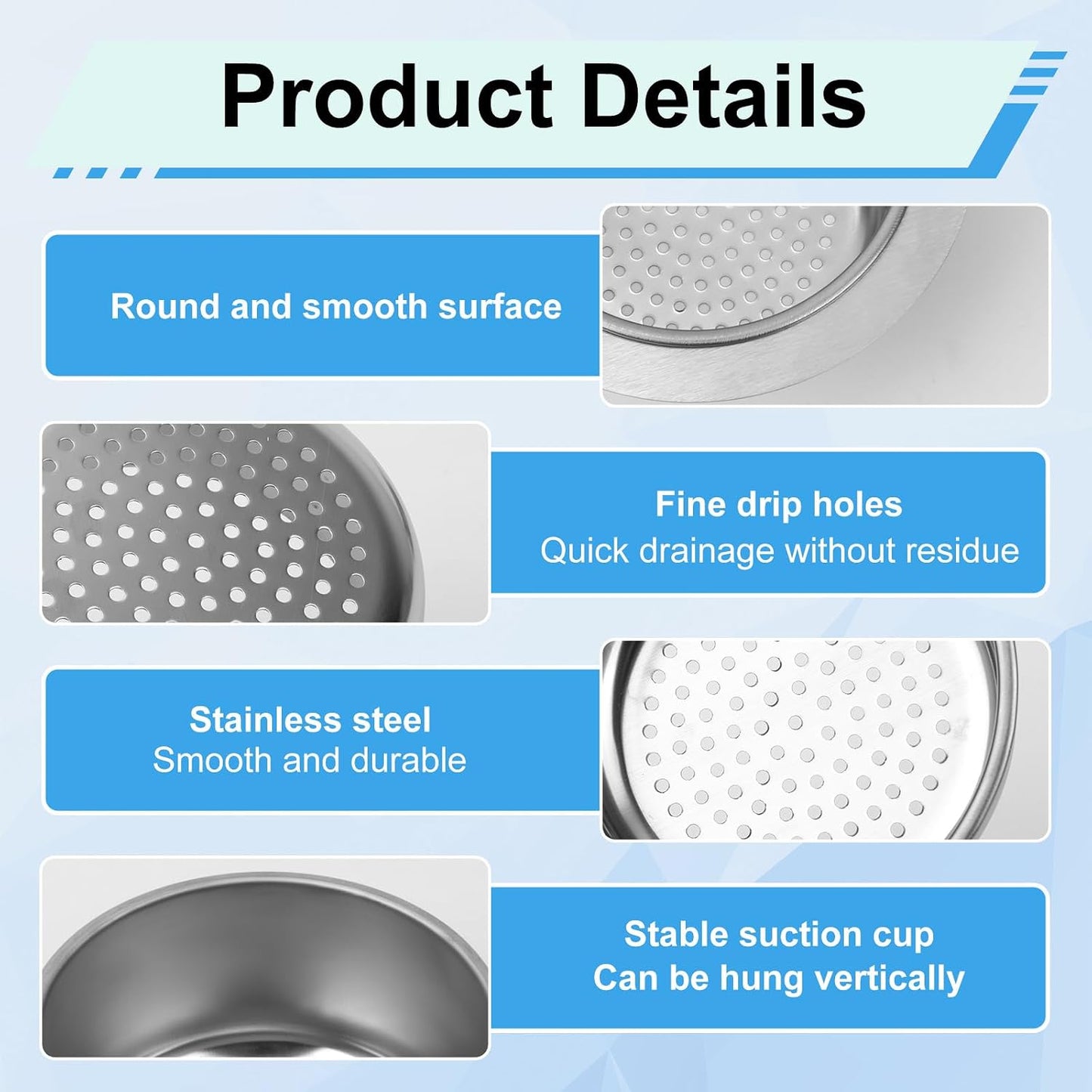 2pcs Swan Sink Strainer Basket, Premium Stainless Steel Hanging Kitchen Sink Filter Basket Quick Drain Practical Kitchen Tools for Fruit Vegetable(Silver, Large)