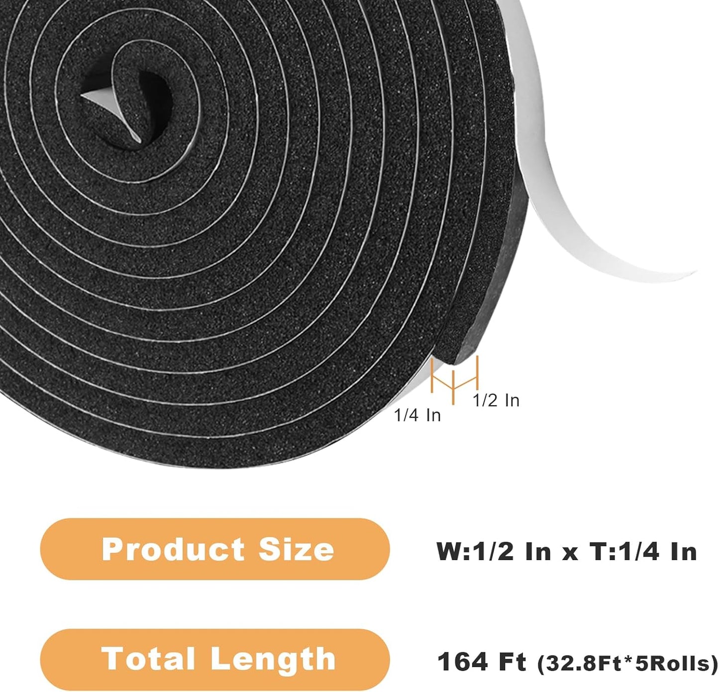 Weather Stripping Door Seal Strip for Doors and Windows, 1In x 1/8In x 33Ft x 2 Roll Foam Insulation Tape Self Adhesive,Sound Proof,Weatherstrip,Pipe Cooling, Air Conditioning Seal Strip - Colors B