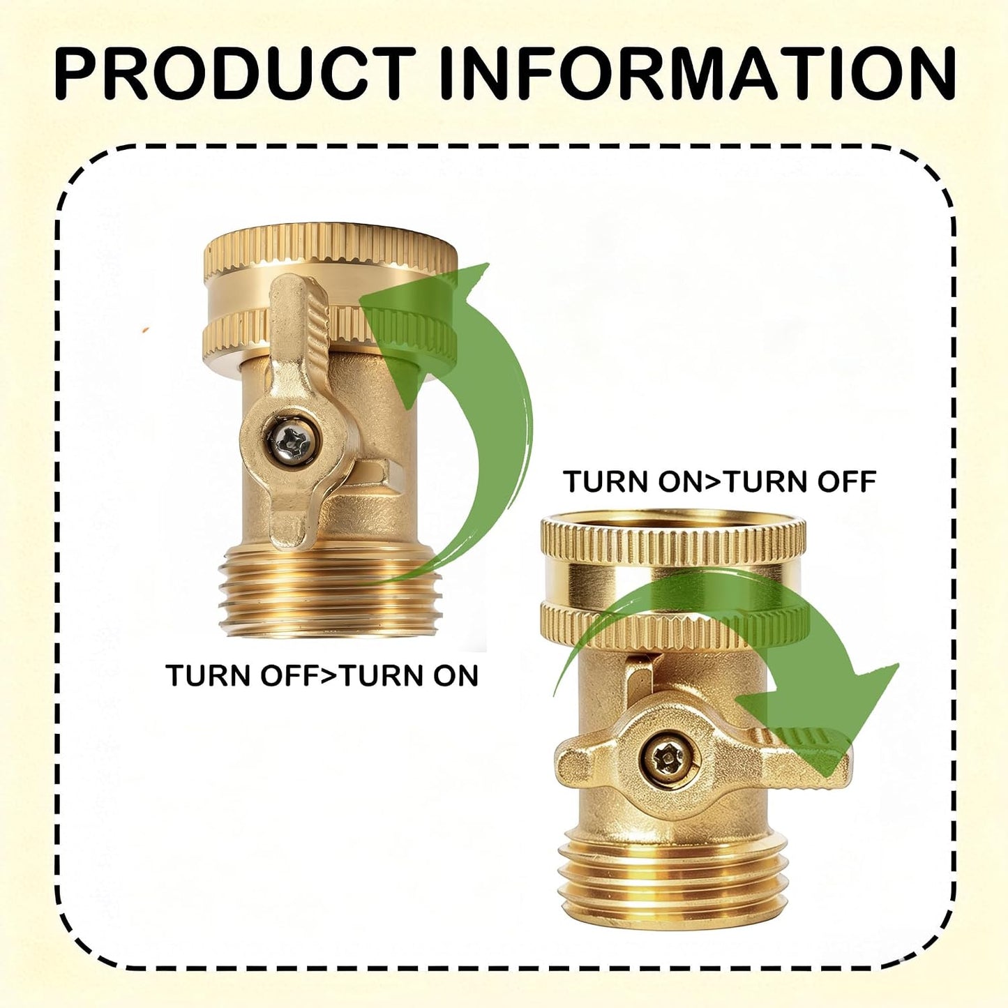 Hourleey Brass Garden Hose Shut Off Valve, 2 Pack Heavy Duty 3/4 Inch Solid Brass Garden Hose Shut Off Valve with 10 Extra Rubber Washers