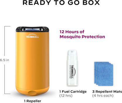 Thermacell Fuel-ZoneGuard Base Fuel Powered Mosquito Repeller; 15-Foot Zone of Scientifically Proven Outdoor Protection; Patio Shield; 12-Hr Refill; DEET-Free; Bug Spray Alternative; Glacial Blue