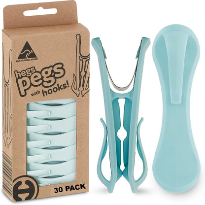Hegs 24 Pack Multi-Color - The Smartest Heavy Duty Clothespins with Hooks - Hang 3 Garments at Once with Our Tough, Dual Hooks Clothes Pins with Anti-Rust Spring - Durable, Colorful Clothespins